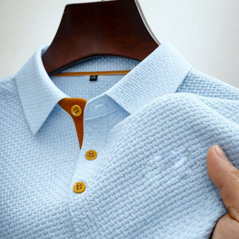 Owen - Men's Contrast Placket Waffle-Knit Polo
