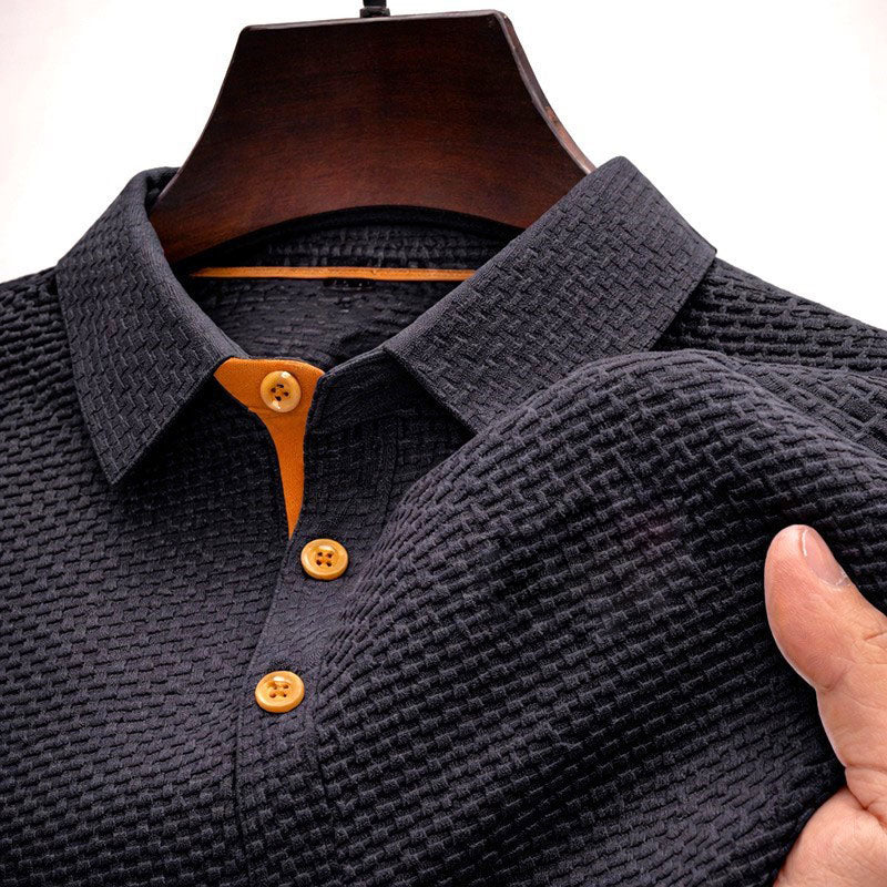 Owen - Men's Contrast Placket Waffle-Knit Polo