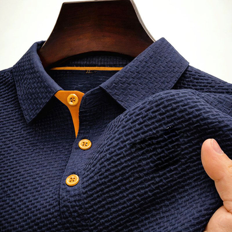 Owen - Men's Contrast Placket Waffle-Knit Polo