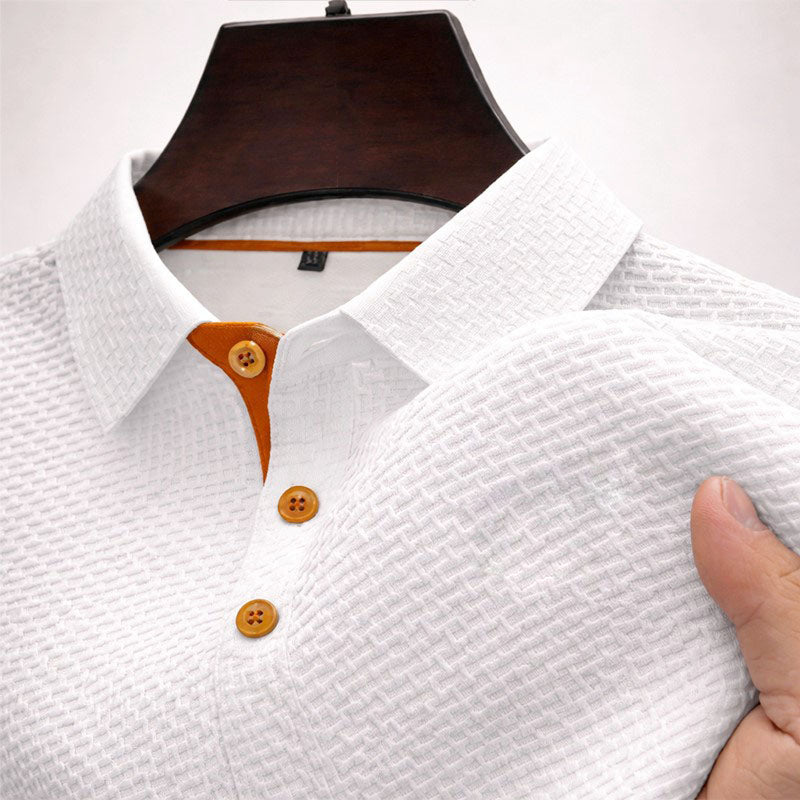 Owen - Men's Contrast Placket Waffle-Knit Polo
