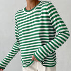 Paloma - Women's Striped Long Sleeve Crew Neck Knit Top