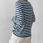 Paloma - Women's Striped Long Sleeve Crew Neck Knit Top