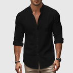 Parker - Men's Mandarin Collar Button-Front Shirt