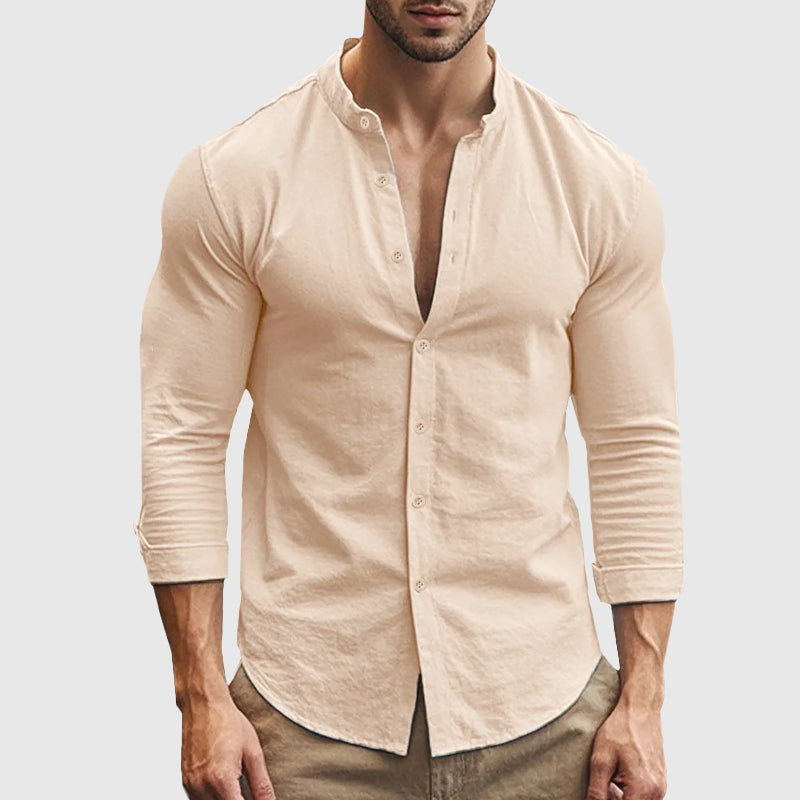 Parker - Men's Mandarin Collar Button-Front Shirt