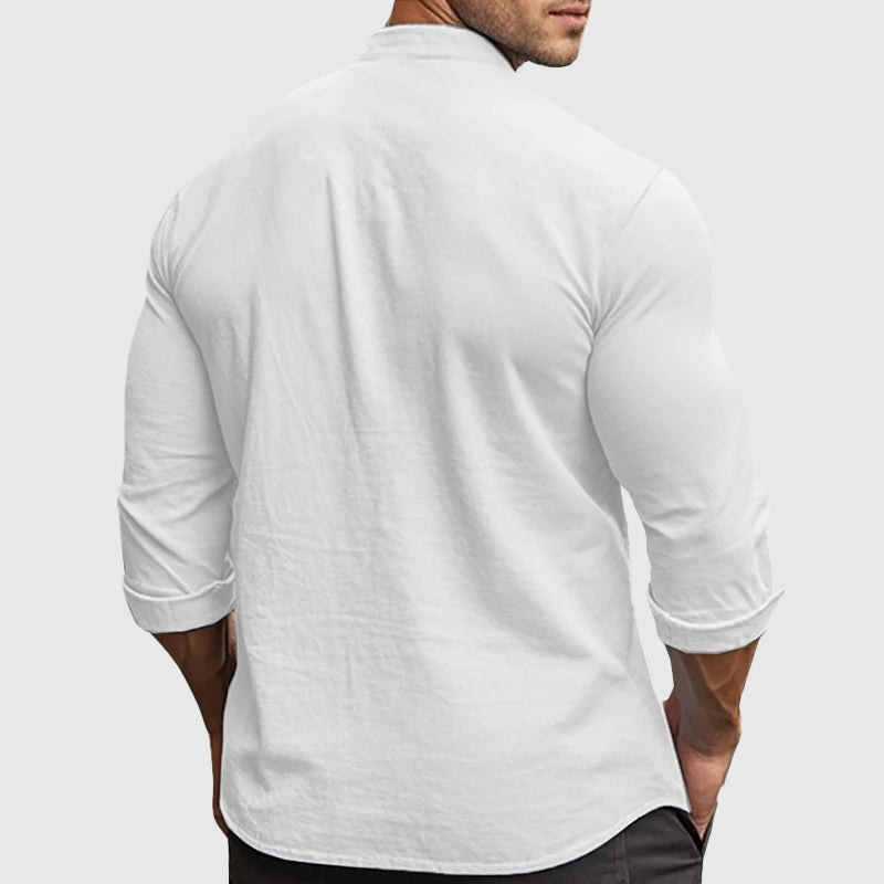 Parker - Men's Mandarin Collar Button-Front Shirt
