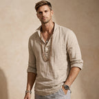 Patrick - Men's Button-Placket Linen Henley Shirt