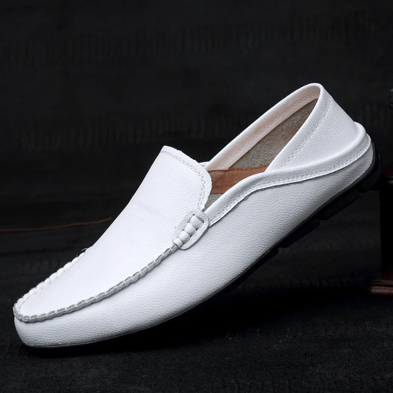 Paul - Men's Leather Moc Toe Slip-On Loafers
