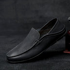 Paul - Men's Leather Moc Toe Slip-On Loafers