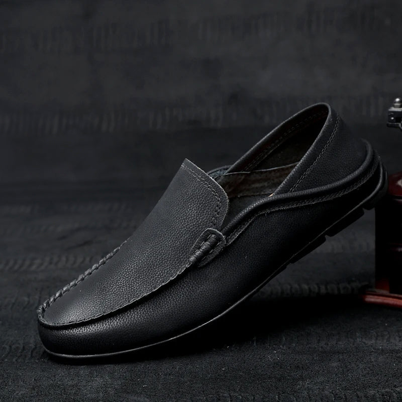 Paul - Men's Leather Moc Toe Slip-On Loafers