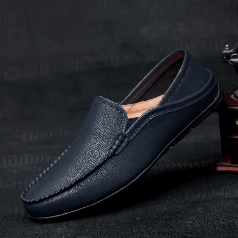 Paul - Men's Leather Moc Toe Slip-On Loafers