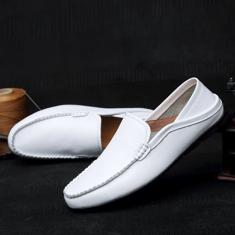 Paul - Men's Leather Moc Toe Slip-On Loafers