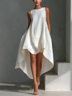 Piper - Women's Sleeveless High-Low Handkerchief-Hem Linen Dress