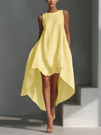 Piper - Women's Sleeveless High-Low Handkerchief-Hem Linen Dress