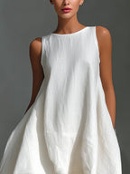 Piper - Women's Sleeveless High-Low Handkerchief-Hem Linen Dress