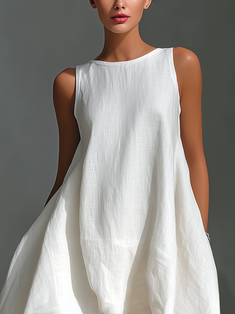 Piper - Women's Sleeveless High-Low Handkerchief-Hem Linen Dress