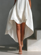 Piper - Women's Sleeveless High-Low Handkerchief-Hem Linen Dress