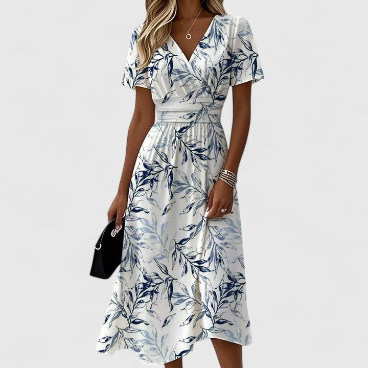 Priya - Women's Floral Wrap V-Neckline Dress
