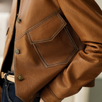 Raelynn - Women's Cropped Oversized Leather Jacket