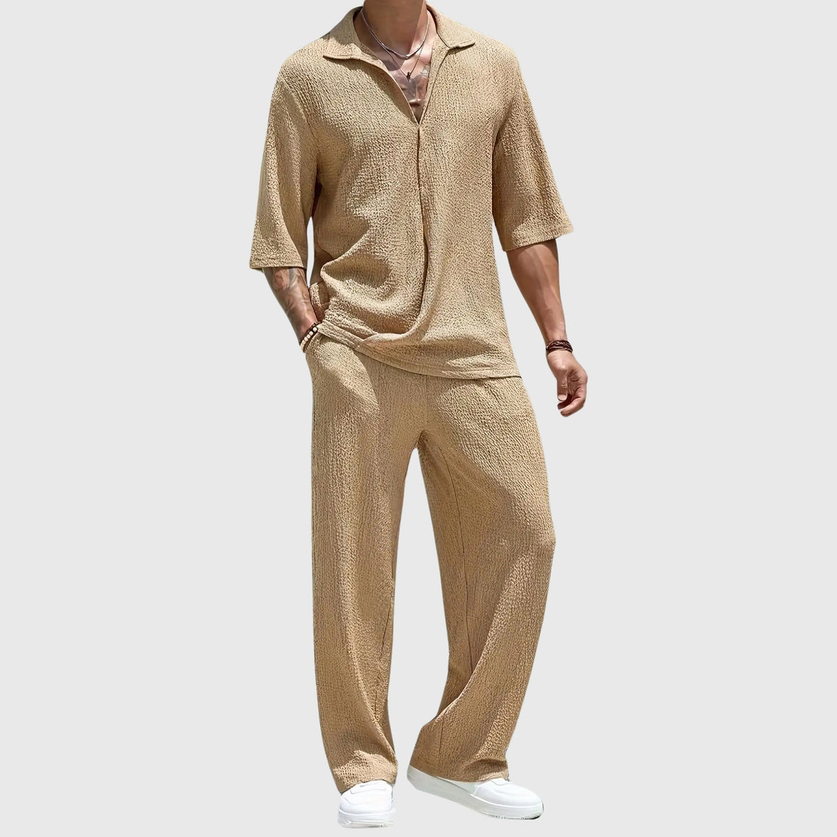 Raymond - Men's Textured Crinkle Knit Half-Placket Set