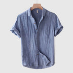 Reid - Men's Button-Front Linen Shirt with Rolled Sleeves