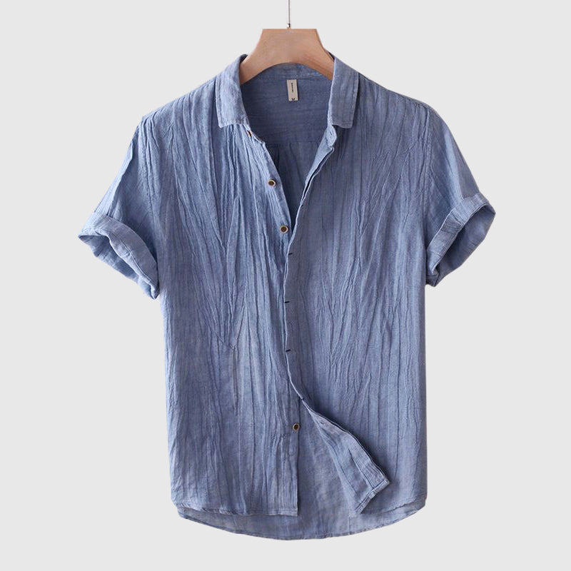 Reid - Men's Button-Front Linen Shirt with Rolled Sleeves