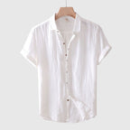 Reid - Men's Button-Front Linen Shirt with Rolled Sleeves