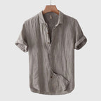 Reid - Men's Button-Front Linen Shirt with Rolled Sleeves