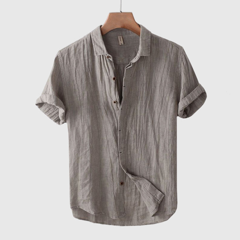 Reid - Men's Button-Front Linen Shirt with Rolled Sleeves