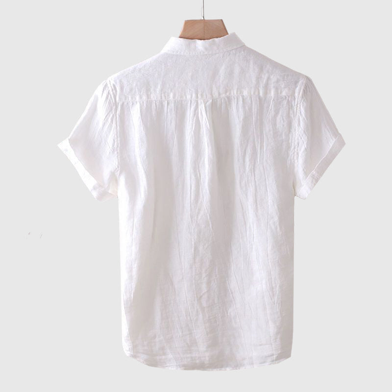Reid - Men's Button-Front Linen Shirt with Rolled Sleeves