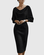 Reina - Women's Cowl Neck Long Sleeve Bodycon Dress