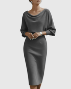 Reina - Women's Cowl Neck Long Sleeve Bodycon Dress