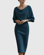 Reina - Women's Cowl Neck Long Sleeve Bodycon Dress