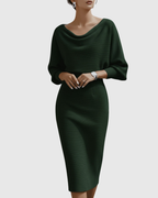 Reina - Women's Cowl Neck Long Sleeve Bodycon Dress