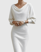 Reina - Women's Cowl Neck Long Sleeve Bodycon Dress