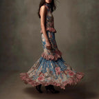 Rhea - Women's Halter High-Neck Floral Dress
