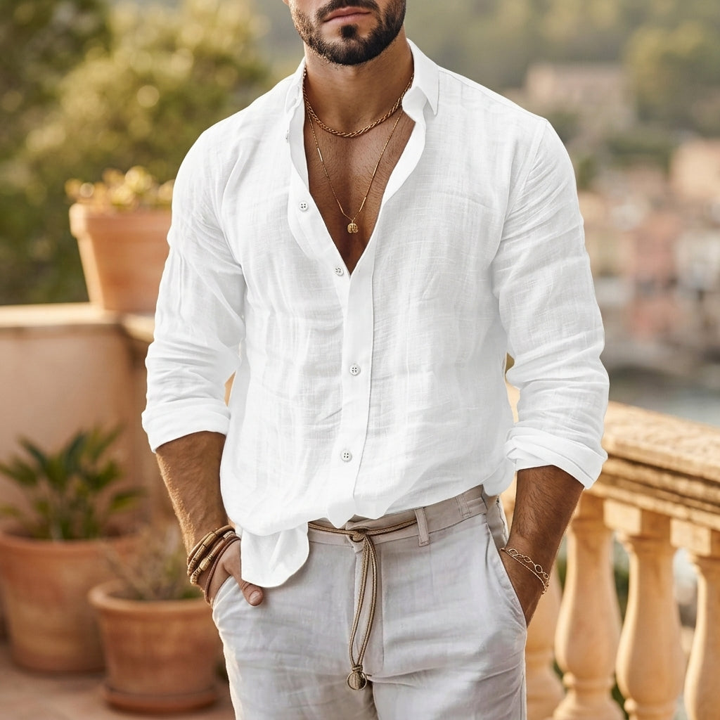 Richard - Men's Button-Front Linen Shirt