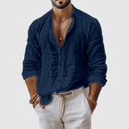 River - Men's Long Sleeve Button-Front Linen Shirt