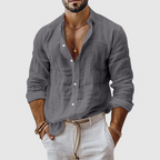 River - Men's Long Sleeve Button-Front Linen Shirt