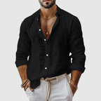 River - Men's Long Sleeve Button-Front Linen Shirt