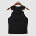 Roman - Men's Ribbed Tank Top with Buckle Straps