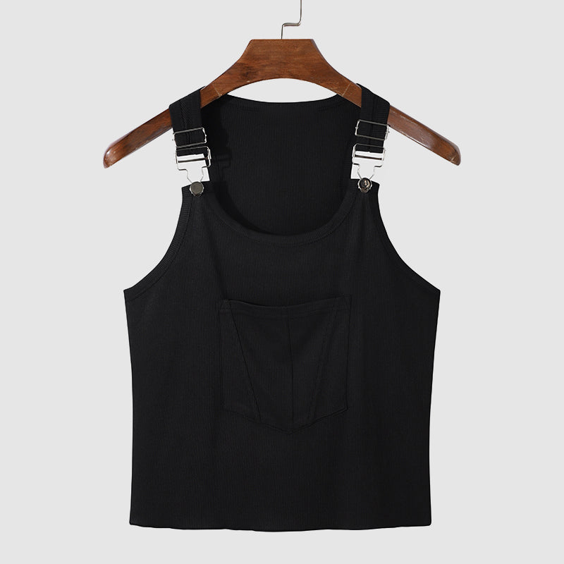 Roman - Men's Ribbed Tank Top with Buckle Straps