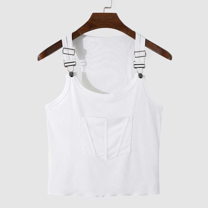 Roman - Men's Ribbed Tank Top with Buckle Straps