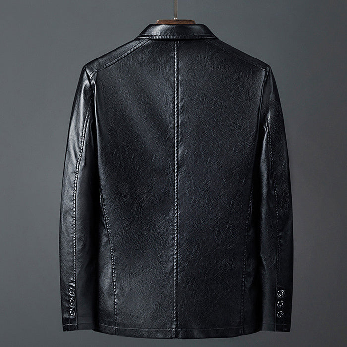 Ronan - Men's Leather Blazer with Button Front