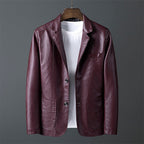 Ronan - Men's Leather Blazer with Button Front