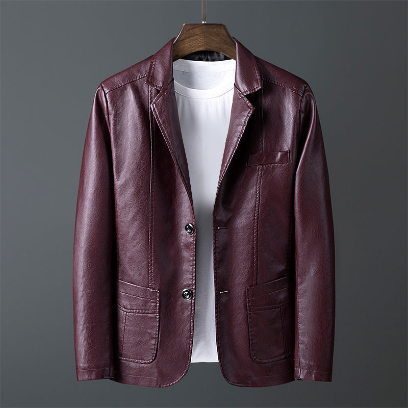 Ronan - Men's Leather Blazer with Button Front