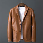 Ronan - Men's Leather Blazer with Button Front