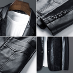 Ronan - Men's Leather Blazer with Button Front
