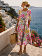 Rosalind - Women's Abstract Print Short Sleeve Dress