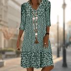 Rosalind - Women's Floral Print 3/4 Sleeve A-Line Dress