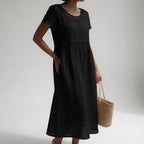 Rosie - Women's Embroidered Empire-Wais Short Sleeve Dress